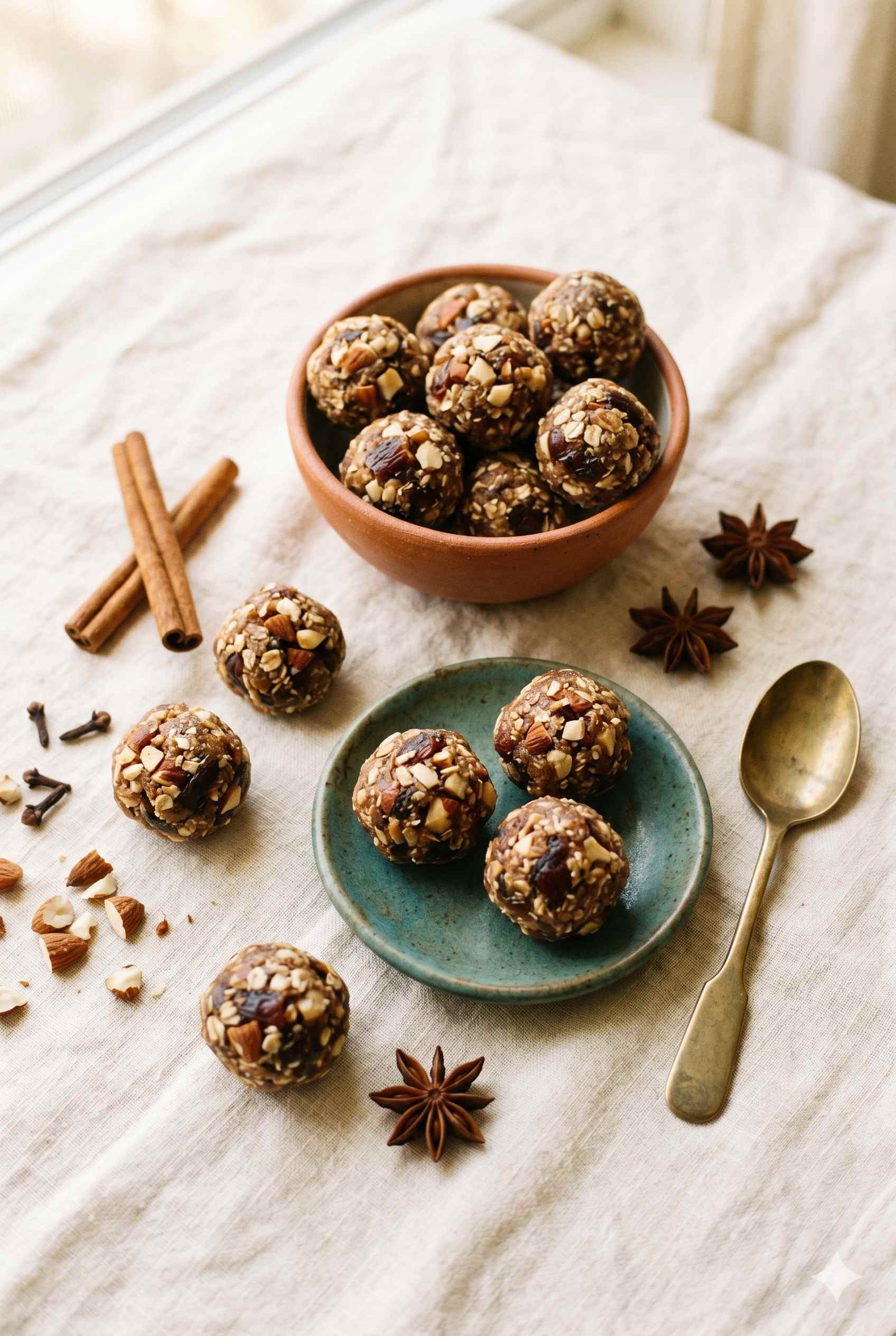 Grounding date and almond energy bites for Vata