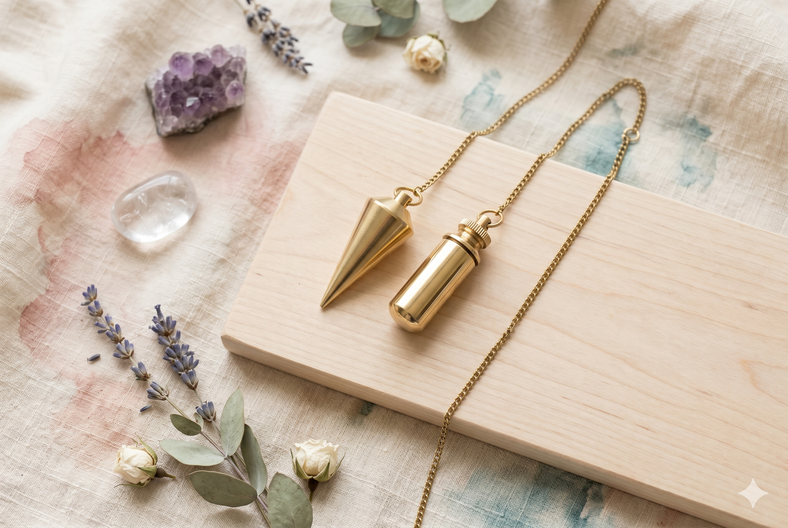Metal dowsing pendulums on fine chains