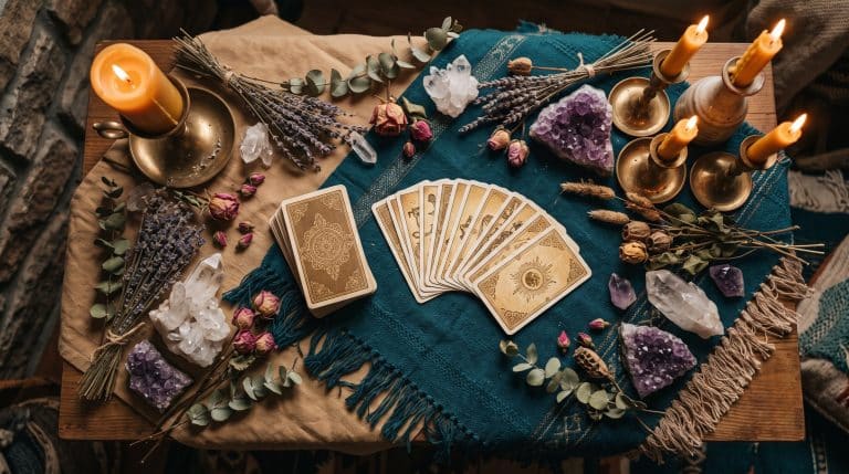 Tarot cards laid out for a reading